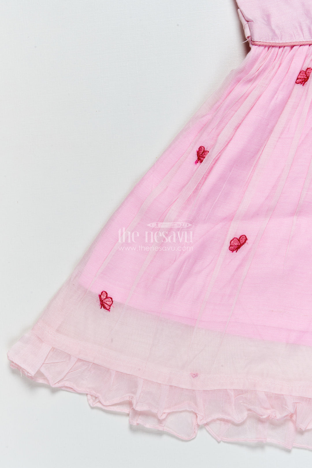 Baby Girl Pink Frock In Chanderi Cotton for Birthdays and Photoshoots