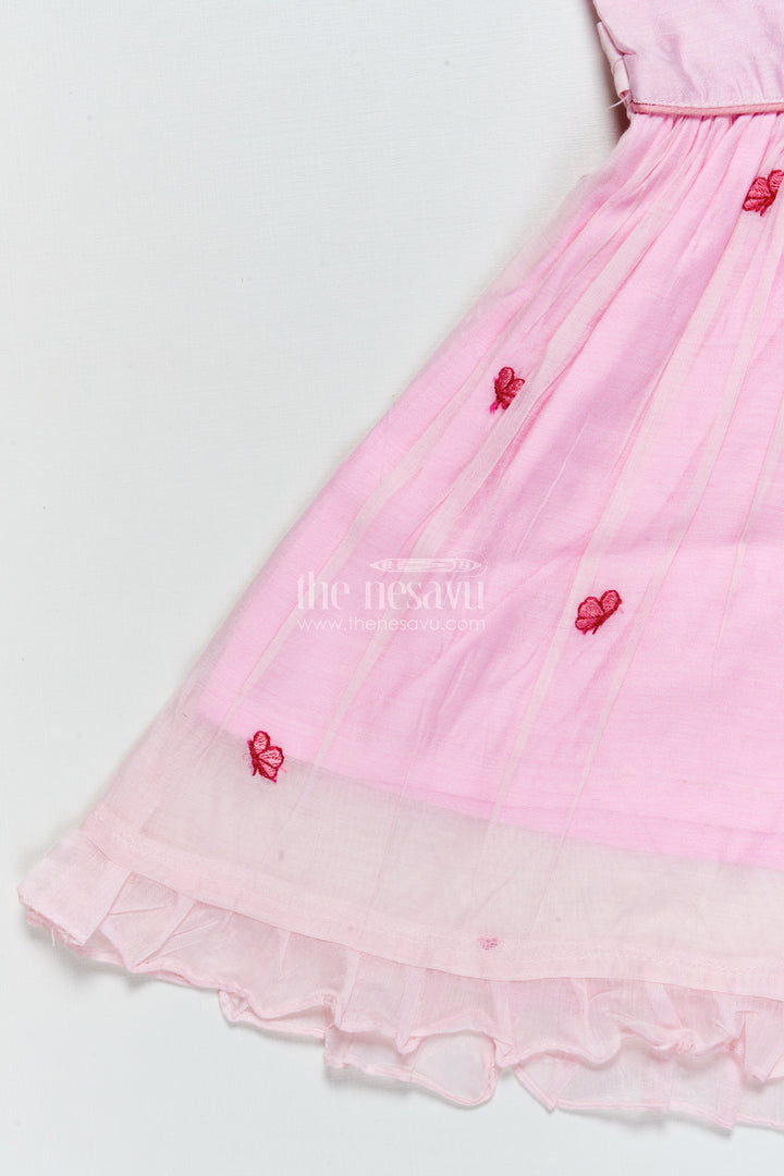 Baby Girl Pink Frock In Chanderi Cotton for Birthdays and Photoshoots