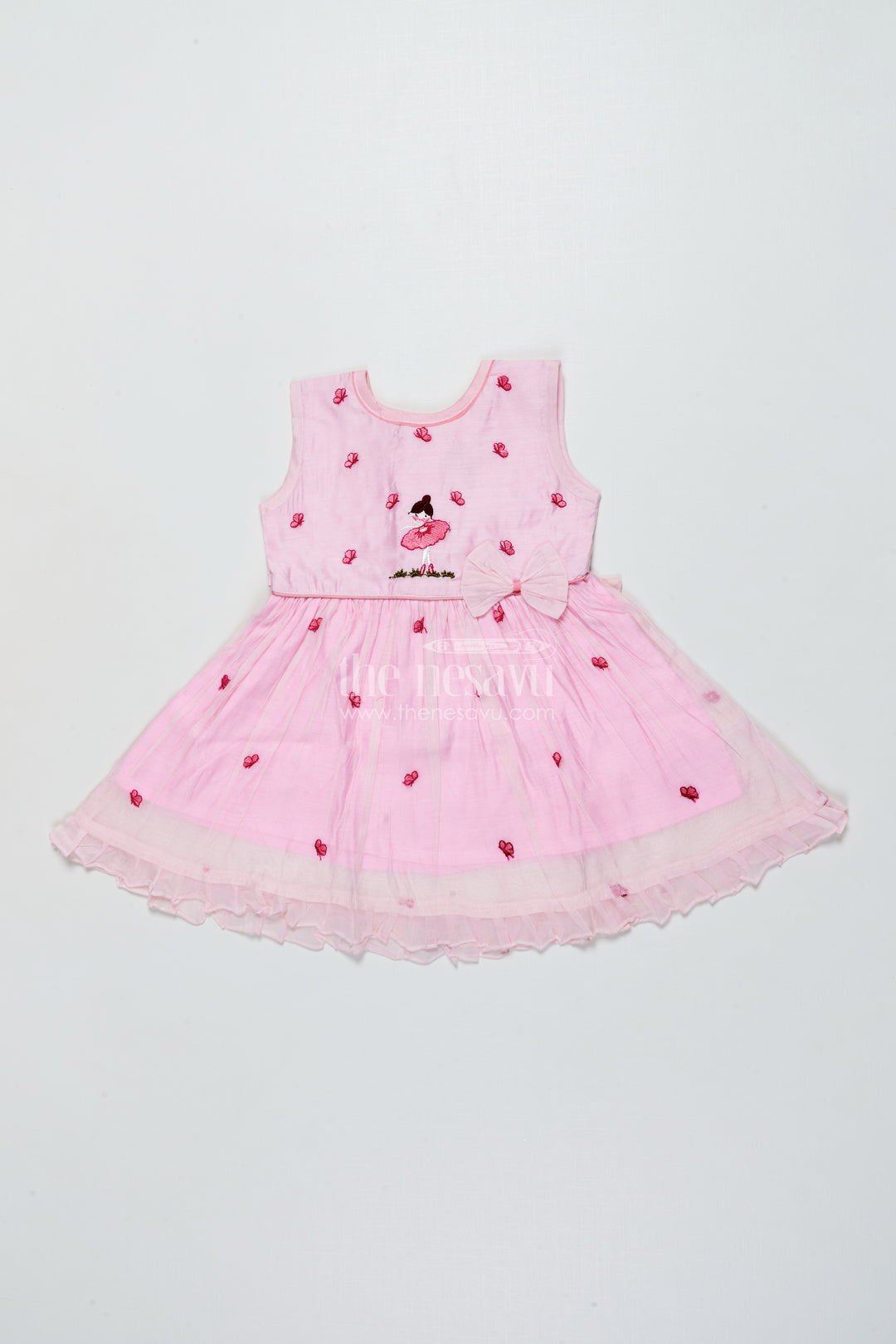 Baby Girl Pink Frock In Chanderi Cotton for Birthdays and Photoshoots