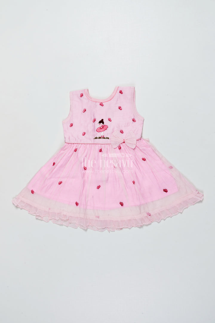 Baby Girl Pink Frock In Chanderi Cotton for Birthdays and Photoshoots