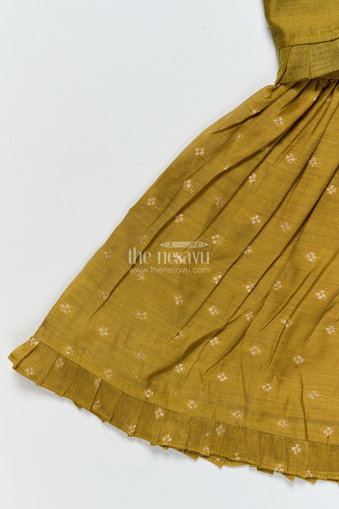Toddler Girl Green Chanderi Frock with Embroidered Jacket for Festive Events