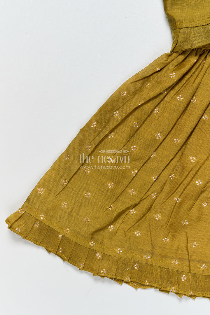 Toddler Girl Green Chanderi Frock with Embroidered Jacket for Festive Events