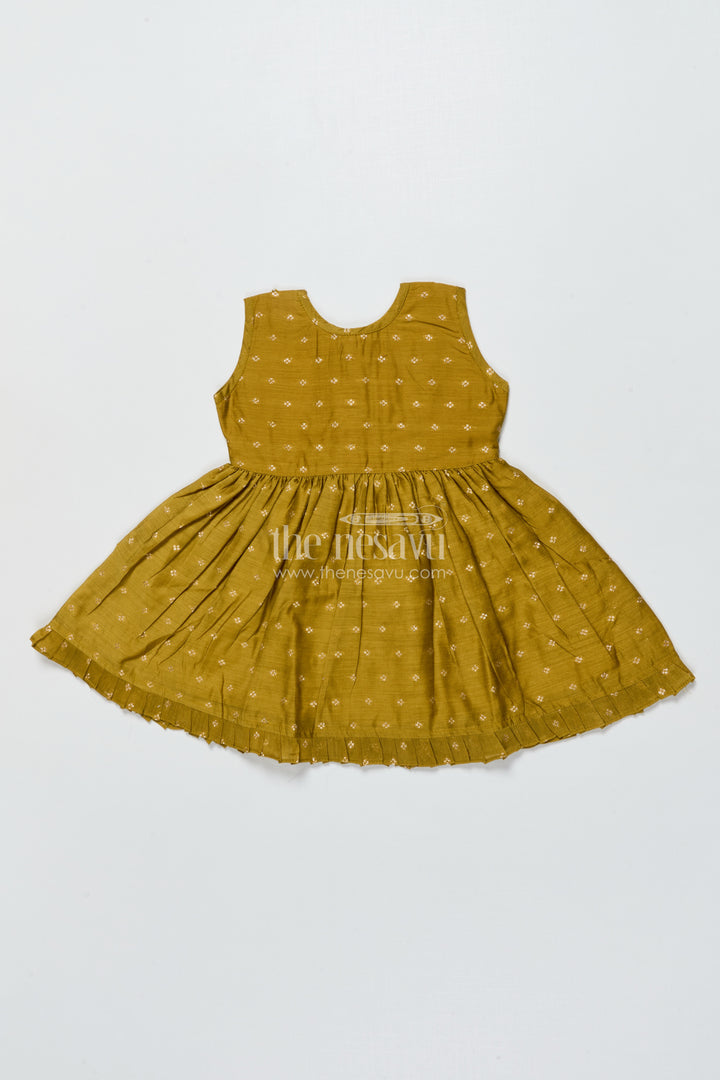 Toddler Girl Green Chanderi Frock with Embroidered Jacket for Festive Events