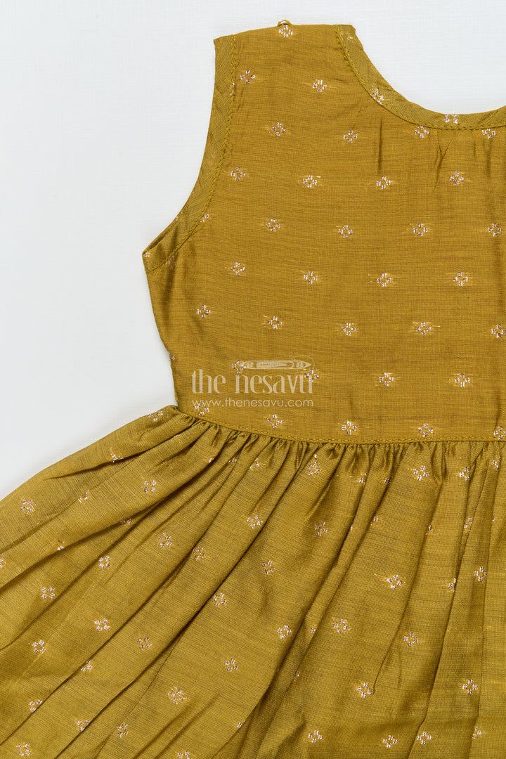 Toddler Girl Green Chanderi Frock with Embroidered Jacket for Festive Events