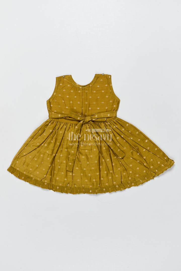 Toddler Girl Green Chanderi Frock with Embroidered Jacket for Festive Events