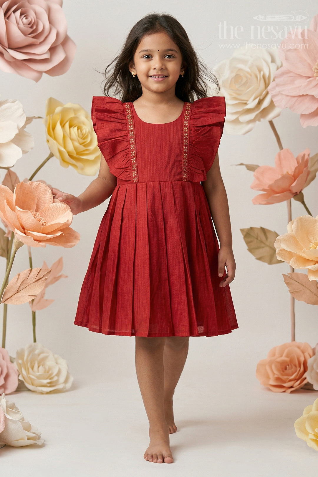 Baby Girl Chanderi Cotton Frock for Ethnic Day and Casual Festive Wear