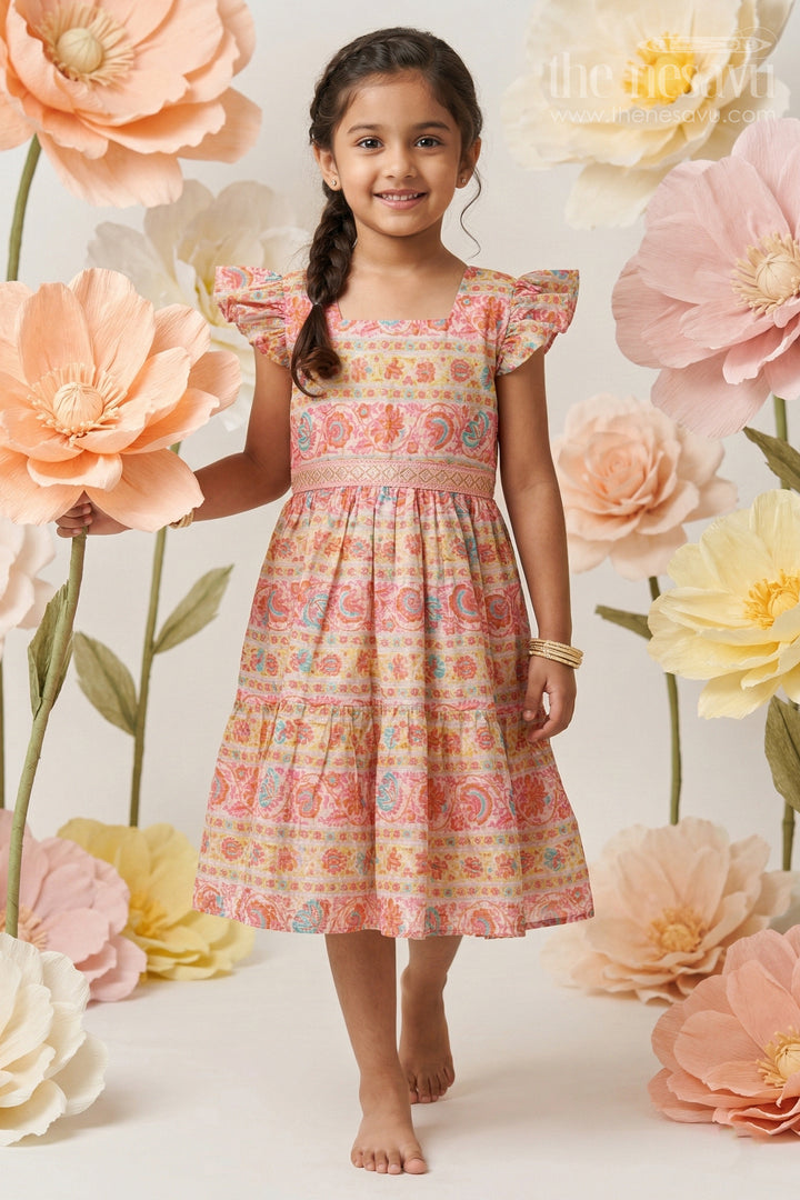 Baby Girl Cotton Frock with Ethnic Floral Print for Festive Casual Days
