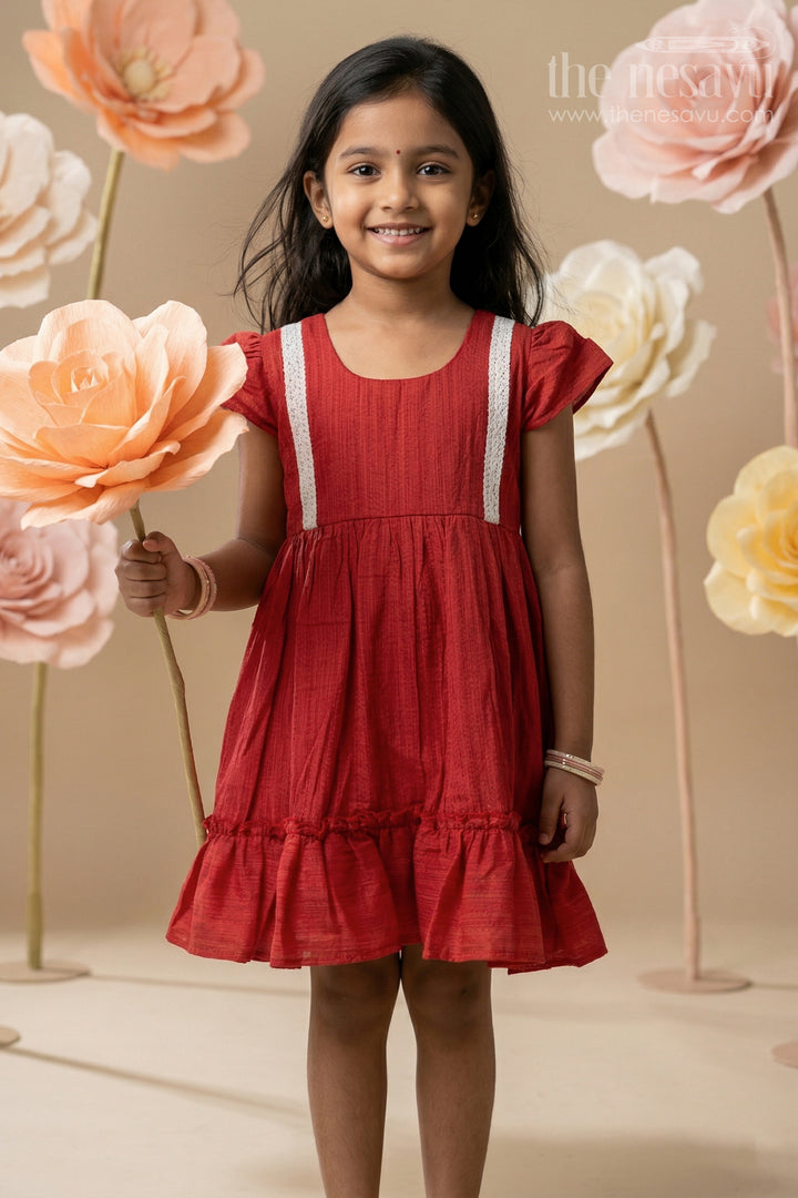 Baby Girl Chanderi Frock with Lace Detailing for Casual Festive Moments