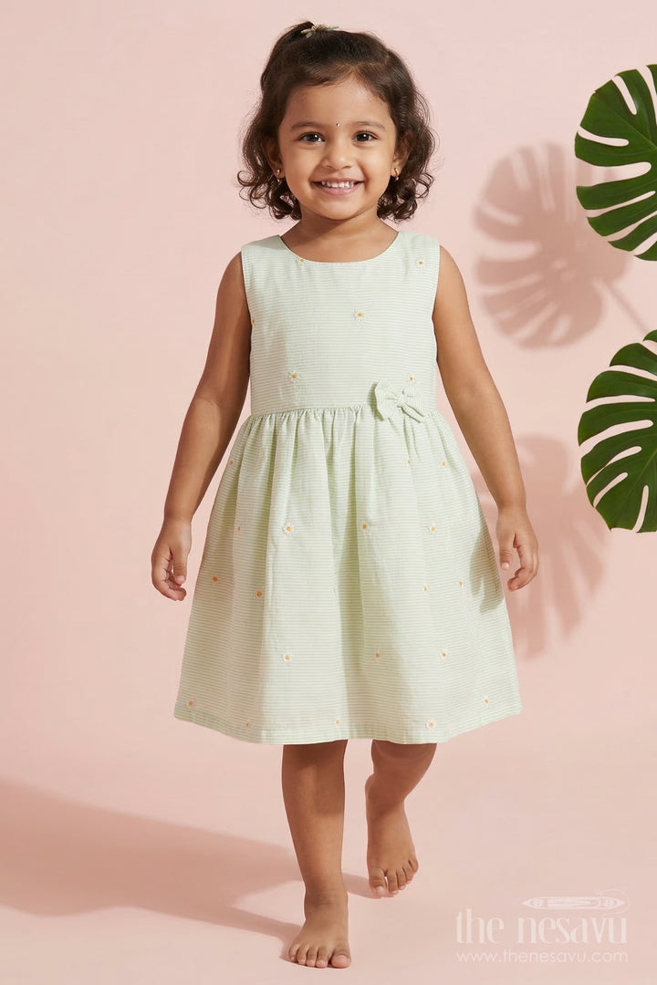 Embroidered Stripe Frock with Classic Charm for Toddlers and Little Girls