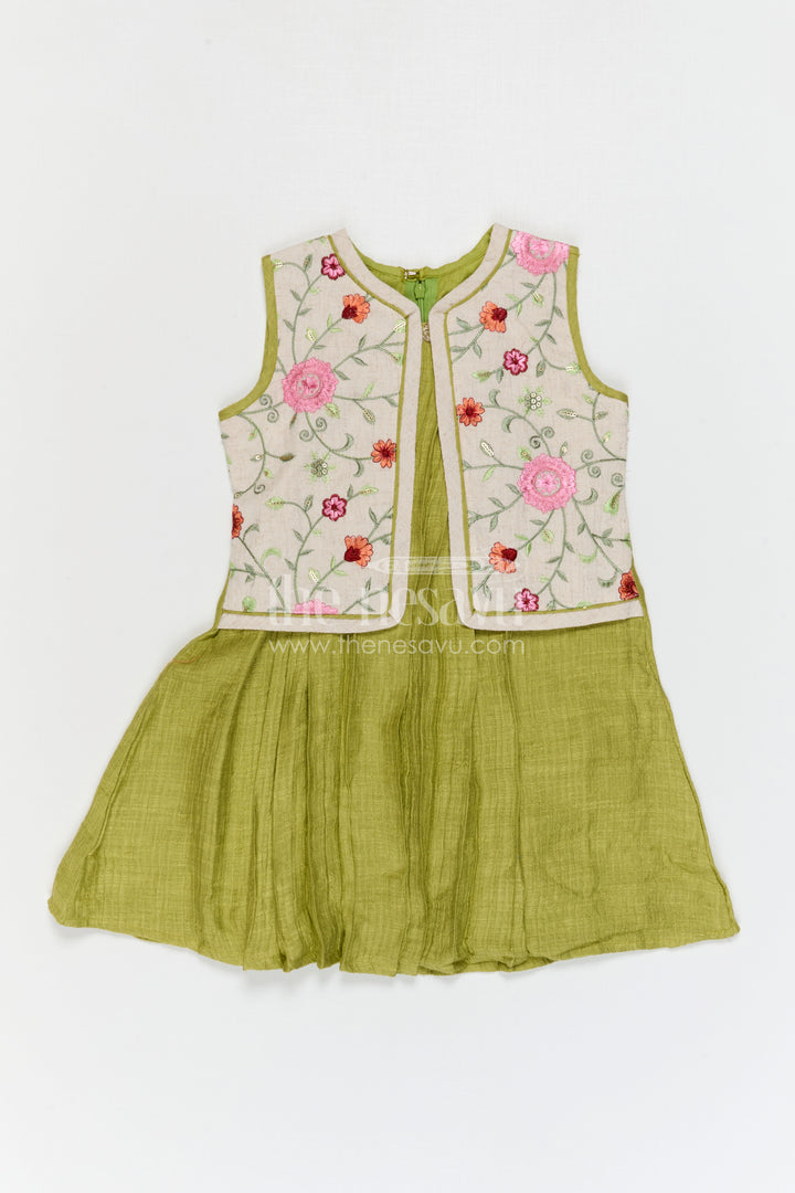 Girls Outfit with Embroidered Jacket for Festive Wear and Outings