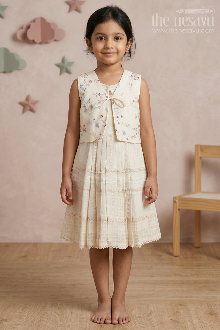 Girls Cotton Frock with Jacket for Festive Wear and Outings