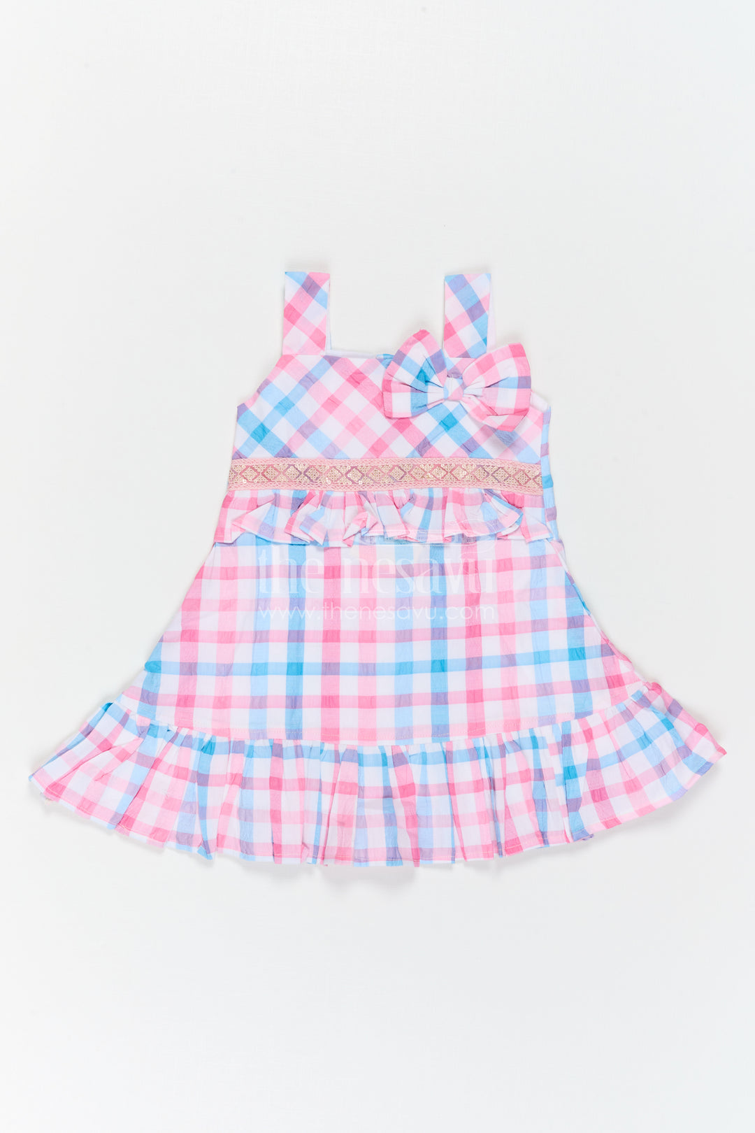 Girls Checked Frock for Vacations and Casual Celebrations