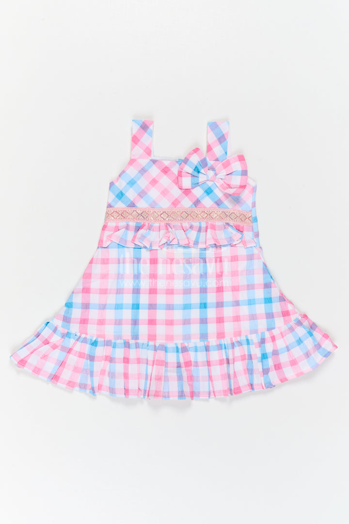 Girls Checked Frock for Vacations and Casual Celebrations