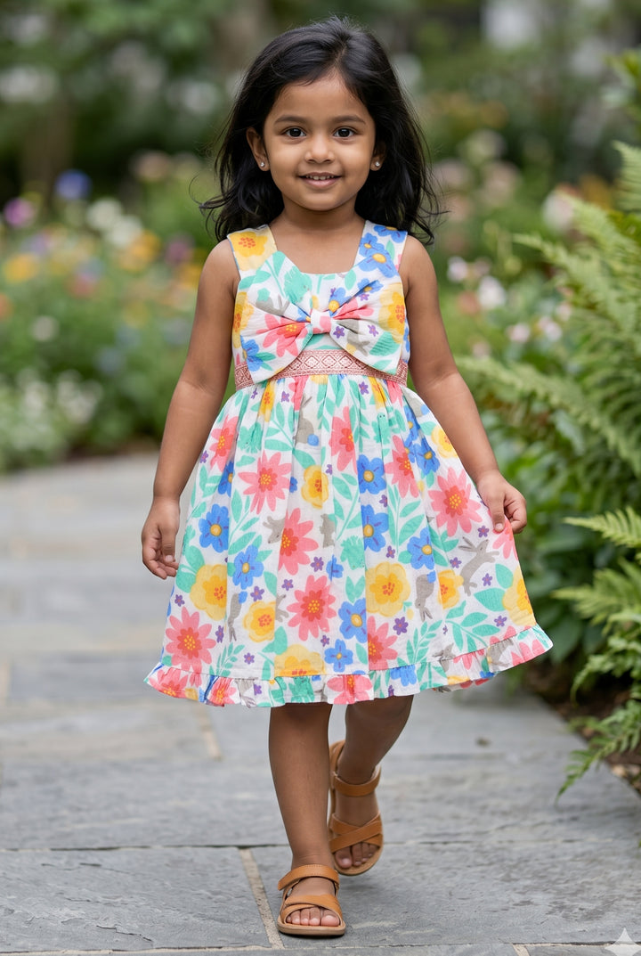 Girls Floral Frock for Summer Vacations and Playful Outings