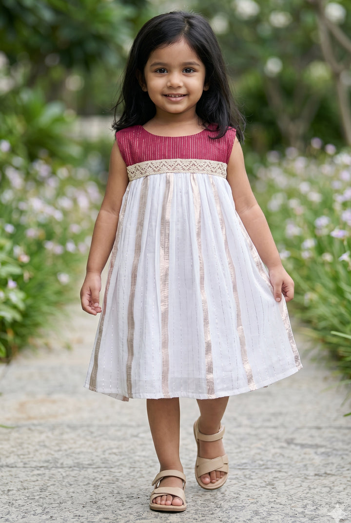 Girls Striped Frock for Festive Outings and Family Gatherings