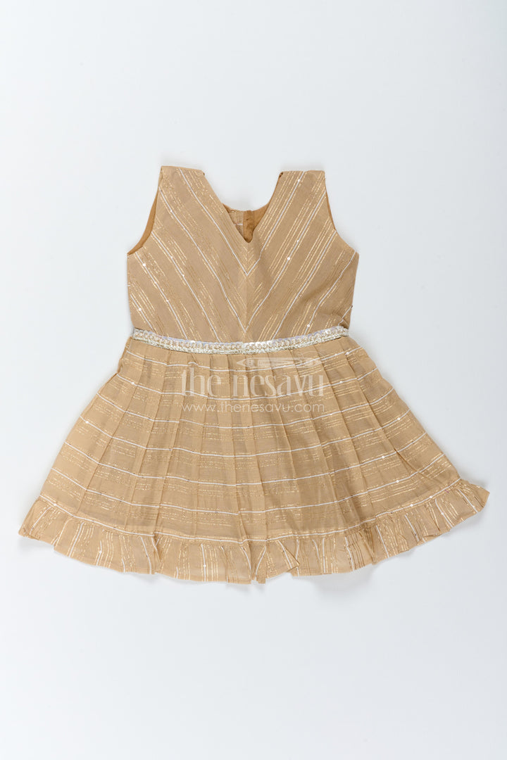 Chanderi Dress for Girls in Brown with an Occasion Ready Finish
