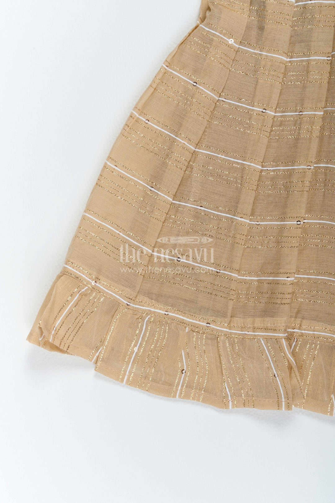 Chanderi Dress for Girls in Brown with an Occasion Ready Finish