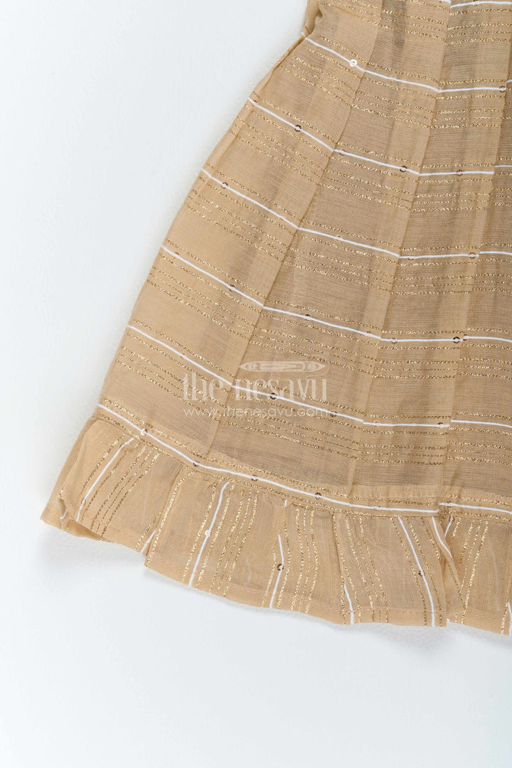 Chanderi Dress for Girls in Brown with an Occasion Ready Finish
