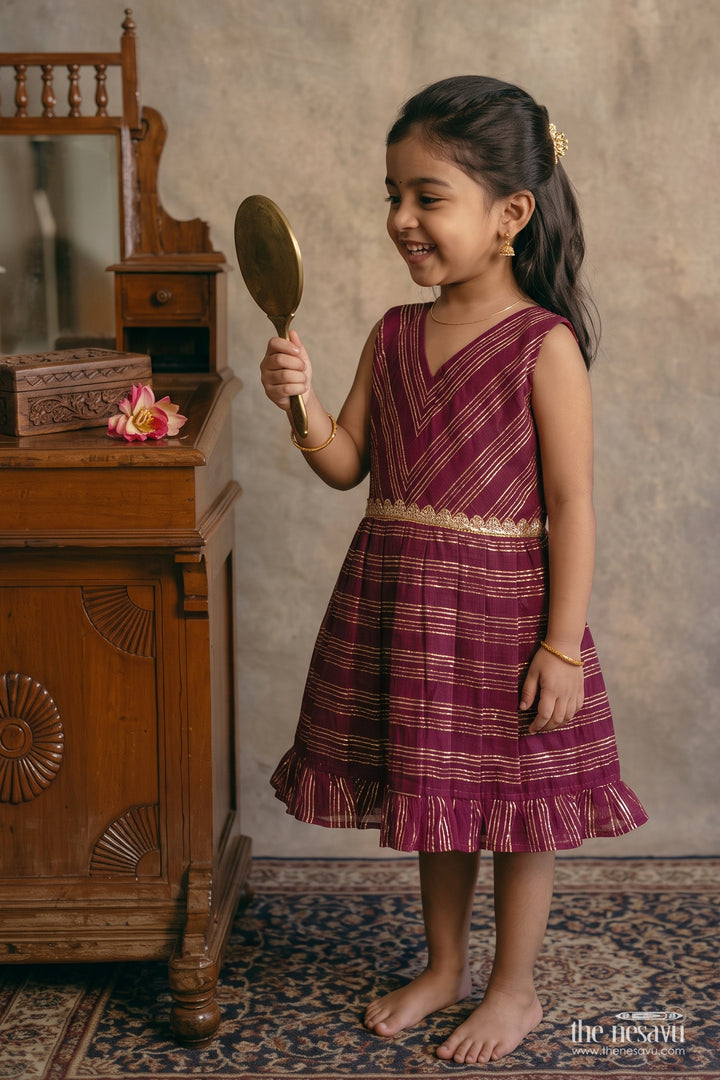 Ethnic Frock for Girls with Woven Texture for Weddings and Parties