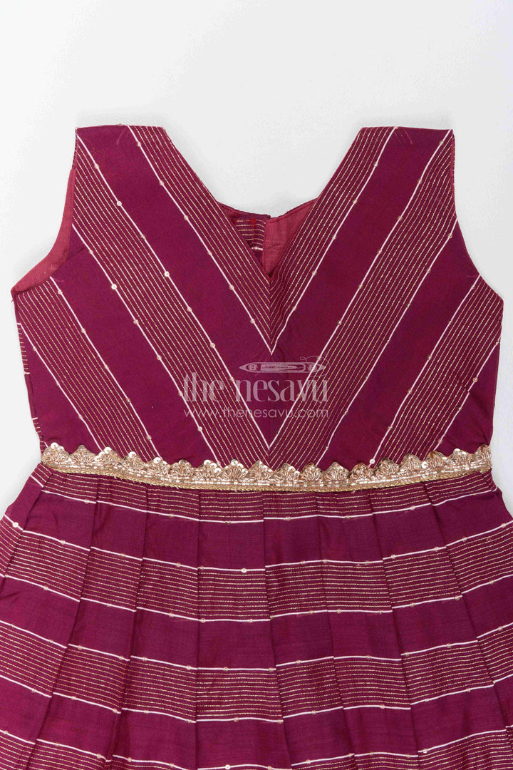 Chanderi Dress for Girls with Woven Texture for Festive Occasions