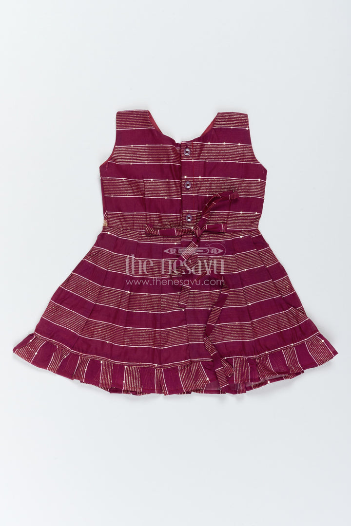 Chanderi Dress for Girls with Woven Texture for Festive Occasions