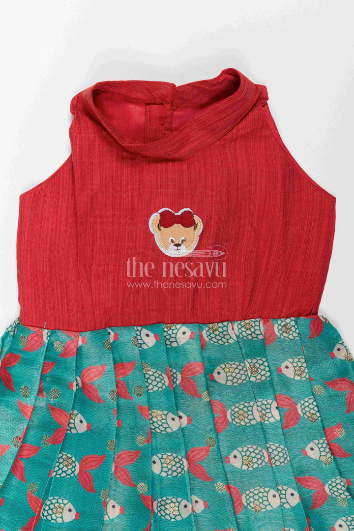 Ethnic Frock for Girls in Red for Celebrations and Photos