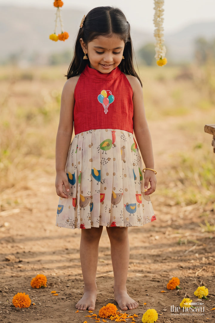 Girls Chanderi Frock with Digital Print for Family Functions