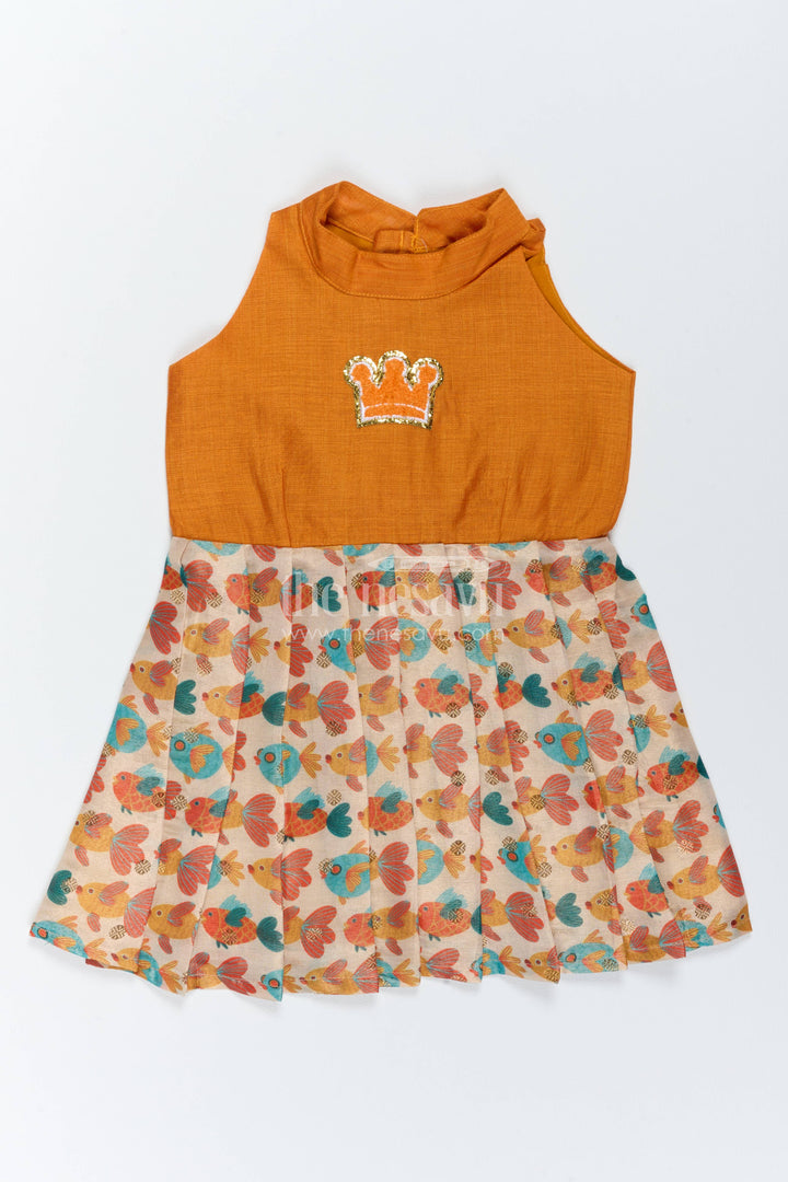 Chanderi Dress for Girls in Orange with an Occasion Ready Finish