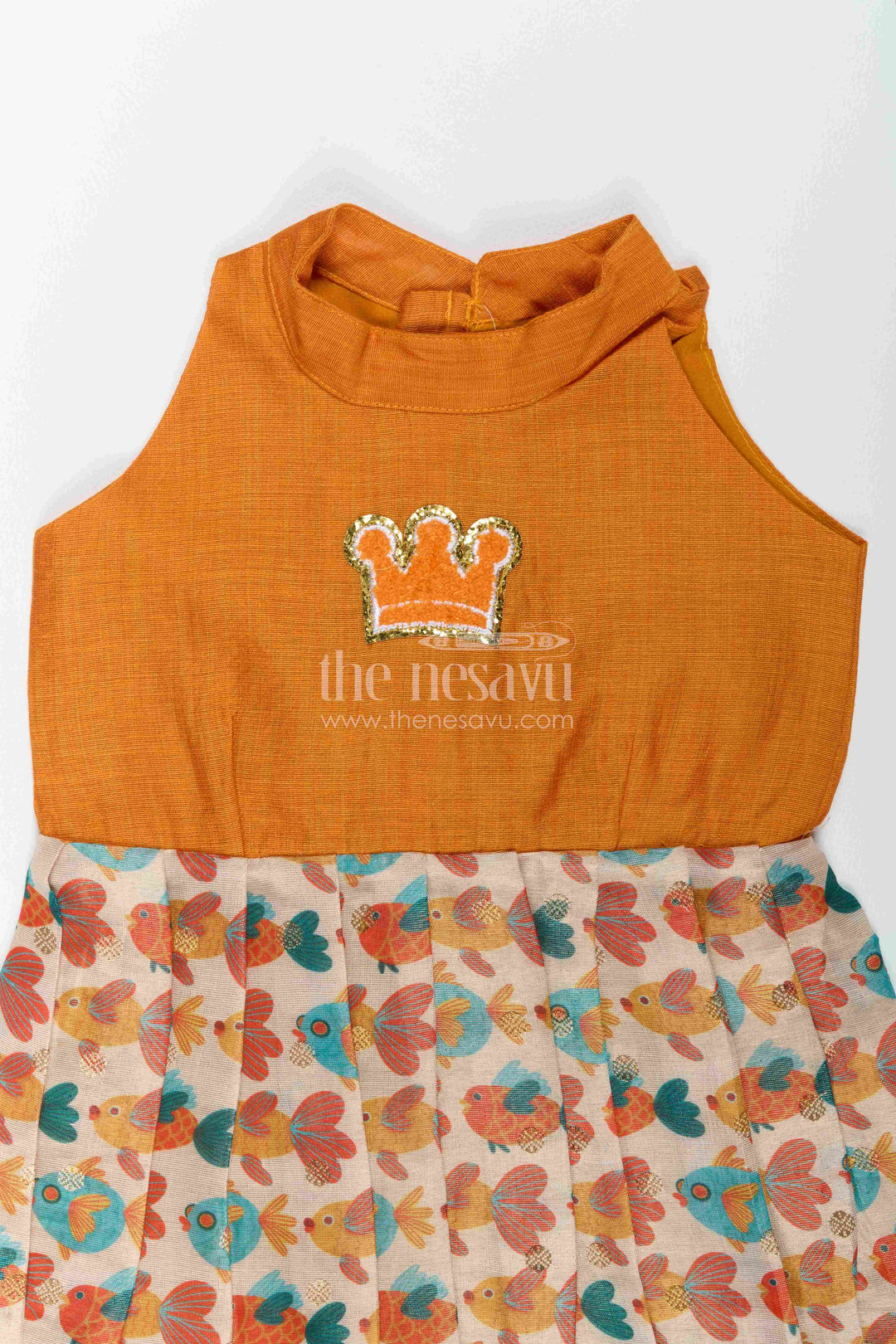 Chanderi Dress for Girls in Orange with an Occasion Ready Finish