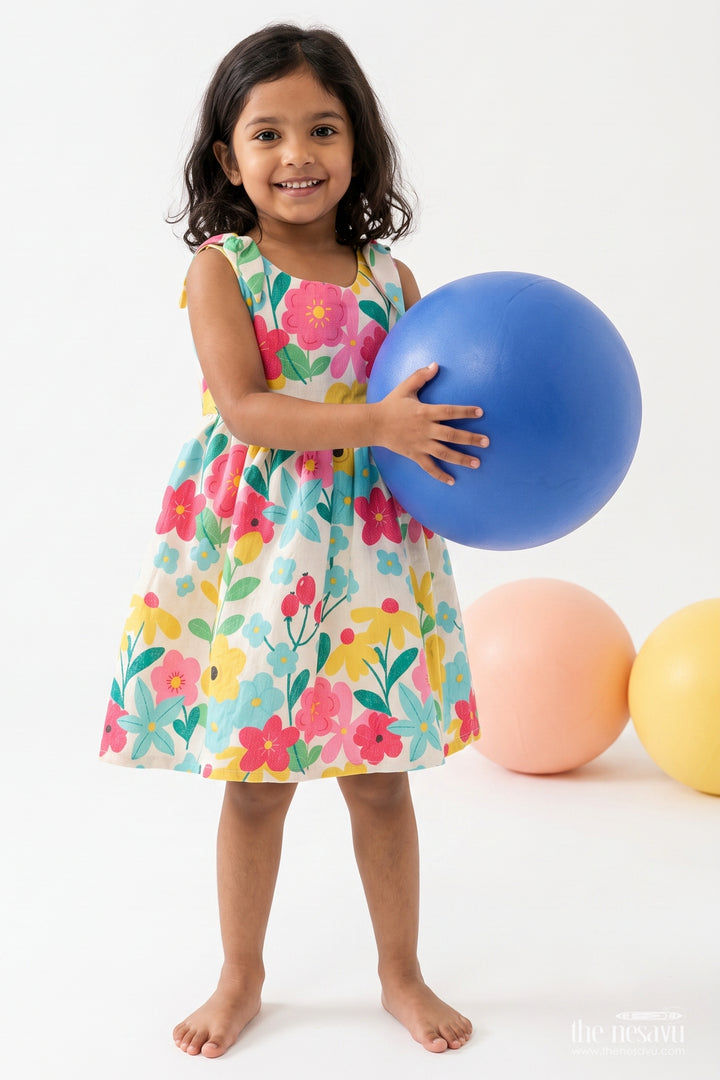 Girls Floral Cotton Frock for Birthdays Garden Parties and Family Outings