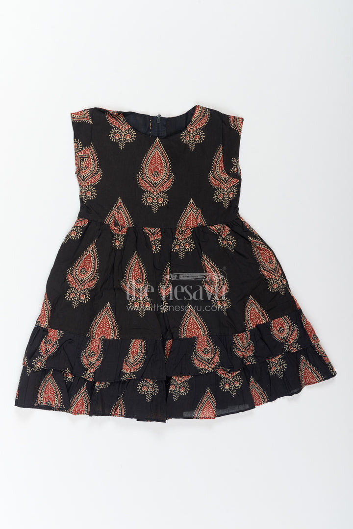 Girls Kalamkari Print Cotton Frock for Birthdays Outings and Festive Days