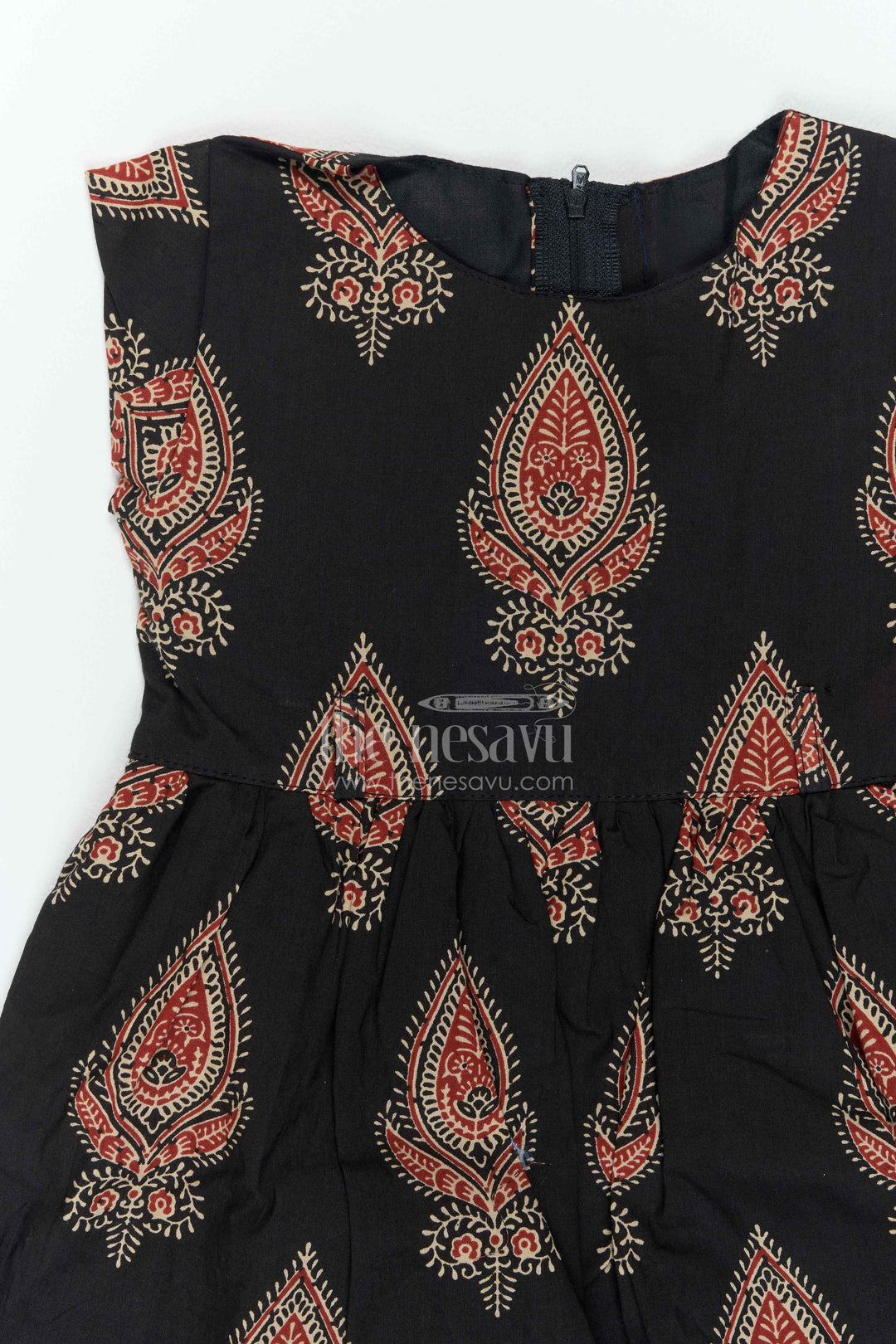 Girls Kalamkari Print Cotton Frock for Birthdays Outings and Festive Days
