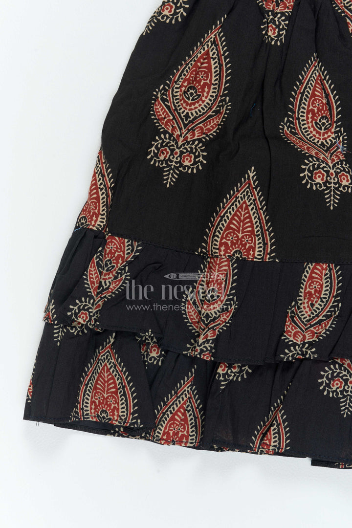 Girls Kalamkari Print Cotton Frock for Birthdays Outings and Festive Days