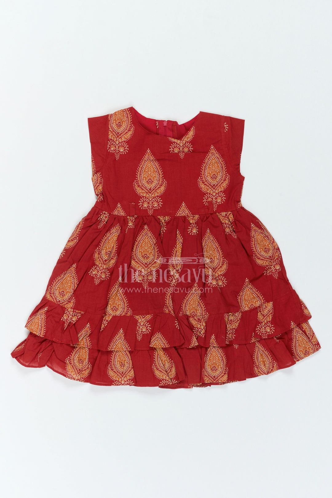 Girls Traditional Print Frock for Temple Visits Birthdays and Family Functions