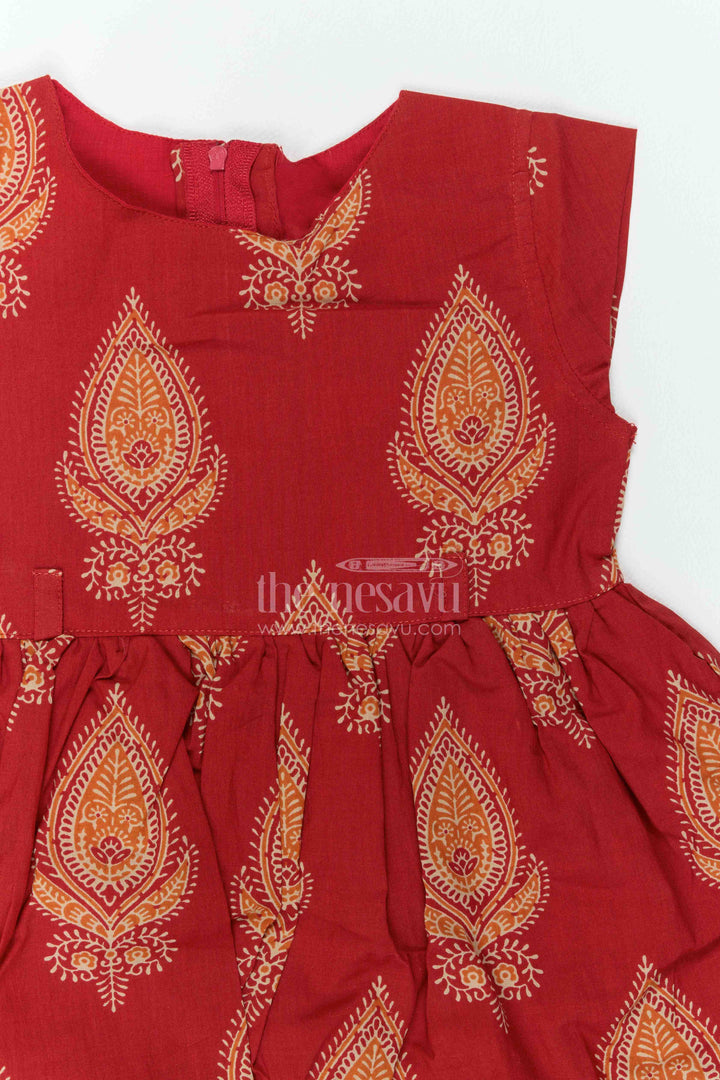Girls Traditional Print Frock for Temple Visits Birthdays and Family Functions