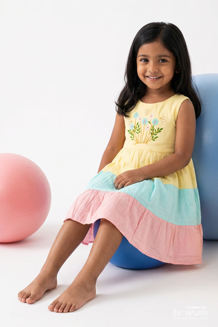 Girls Tiered Cotton Frock for Birthdays Vacations and Cheerful Day Outings