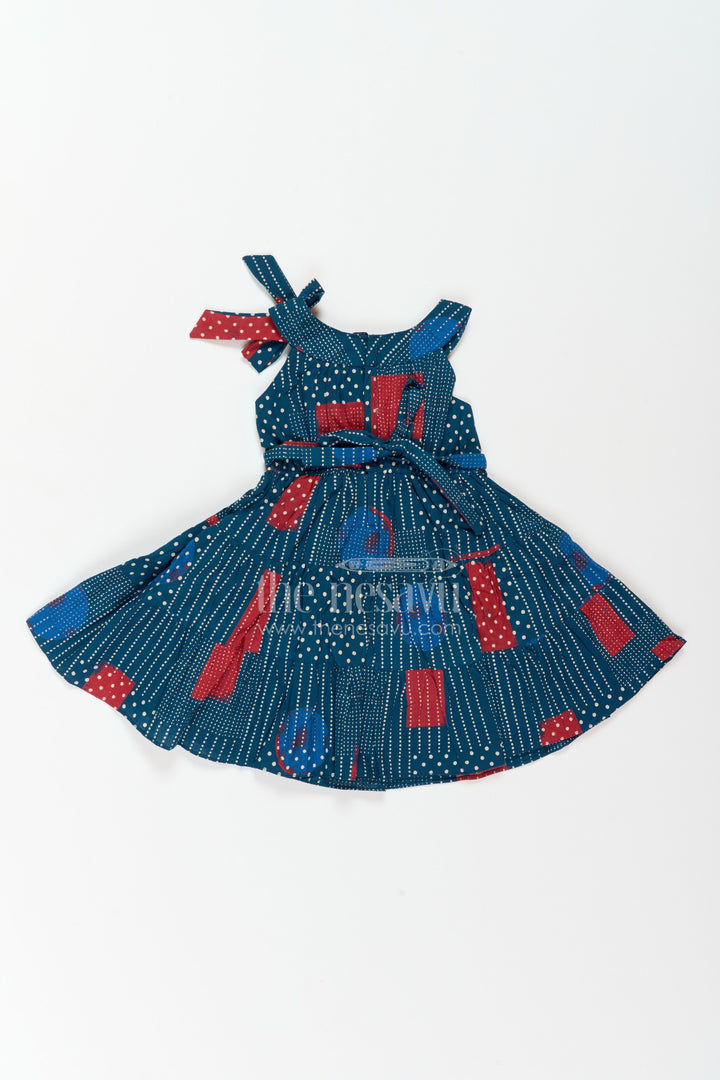 Girls Ethnic Print Frock for Temple Visits Celebrations and Family Photos