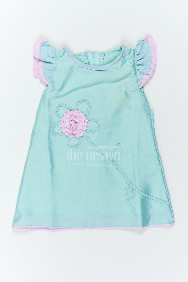Girls Floral Applique Frock for Playdates Birthdays and Family Outings