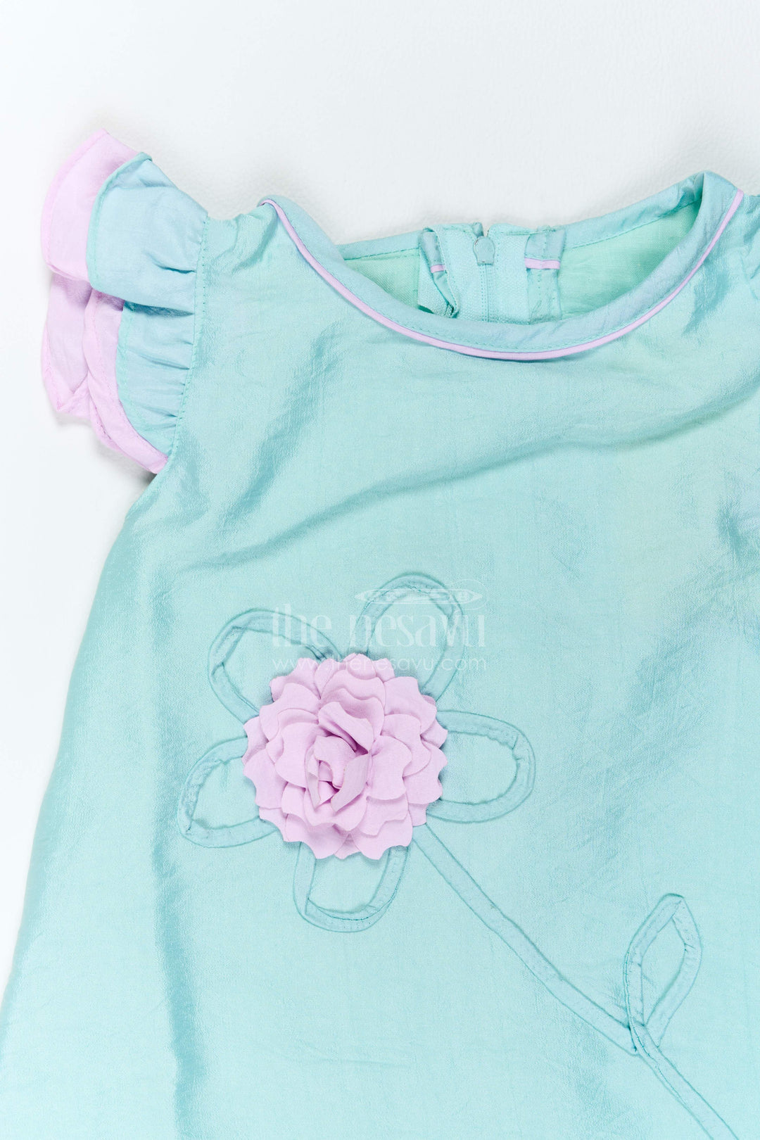 Girls Floral Applique Frock for Playdates Birthdays and Family Outings