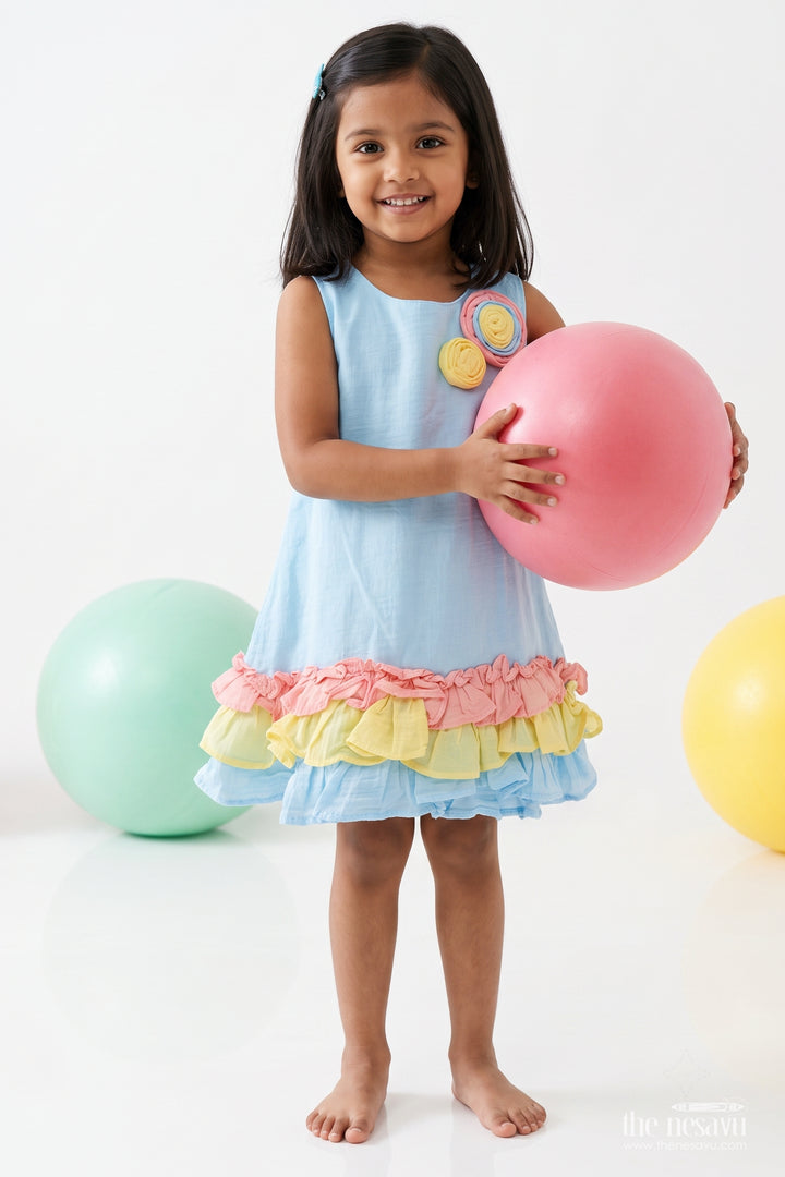 Girls Layered Hem Frock for Birthdays Playtime and Cheerful Day Outings