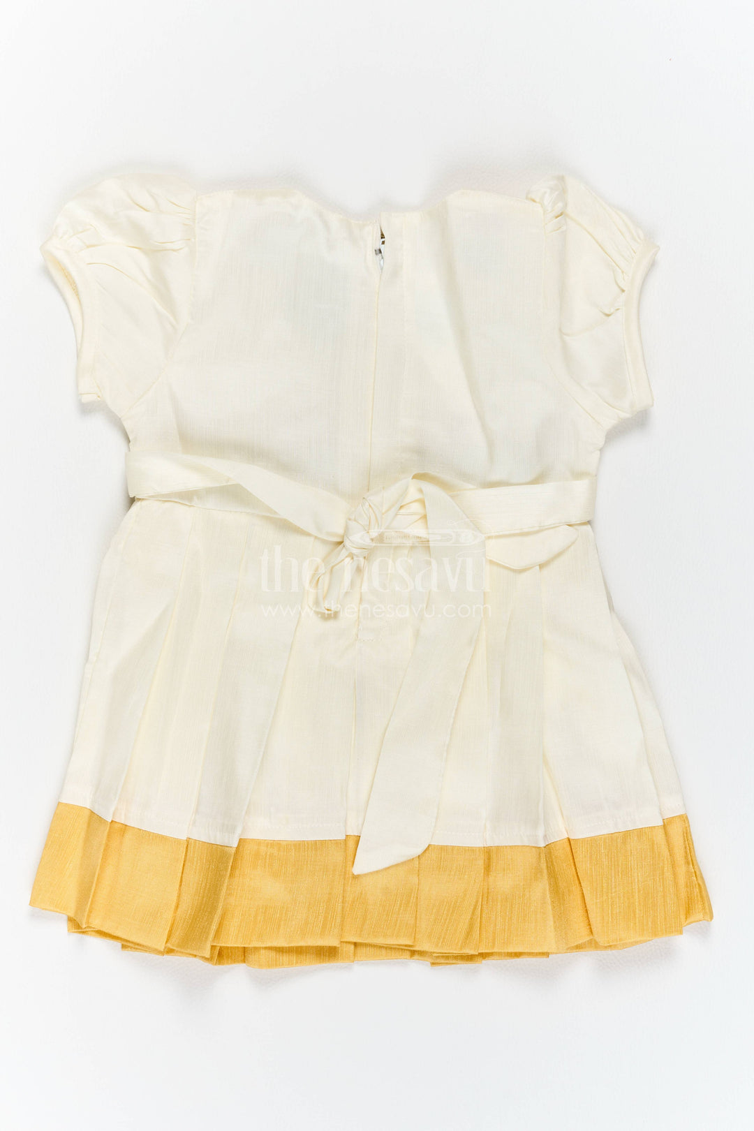 Cotton Dress for Girls with Thread Embroidery for Festive Occasions