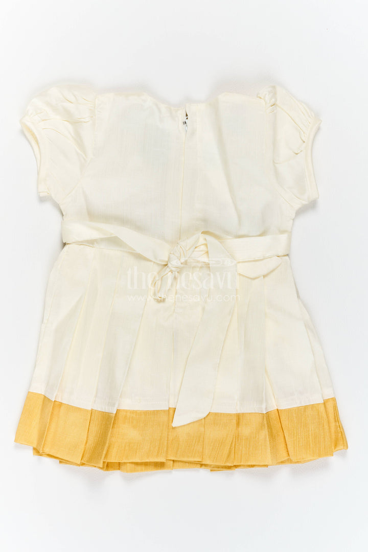 Cotton Dress for Girls with Thread Embroidery for Festive Occasions