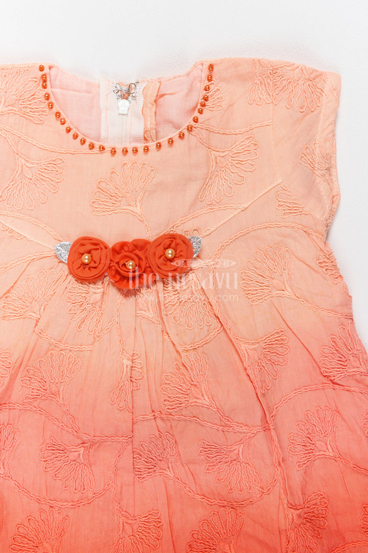 Cotton Dress for Girls in Orange for Traditional Events
