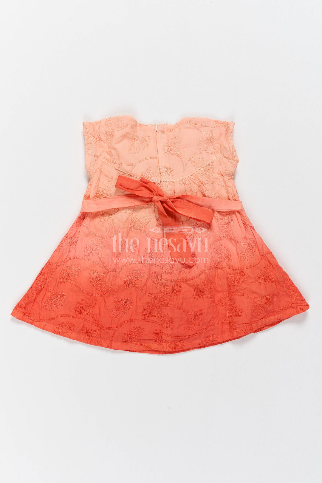 Cotton Dress for Girls in Orange for Traditional Events