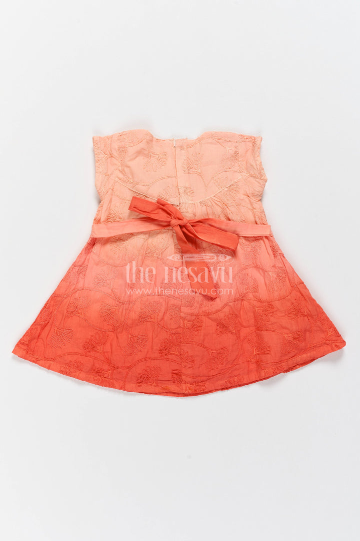Cotton Dress for Girls in Orange for Traditional Events