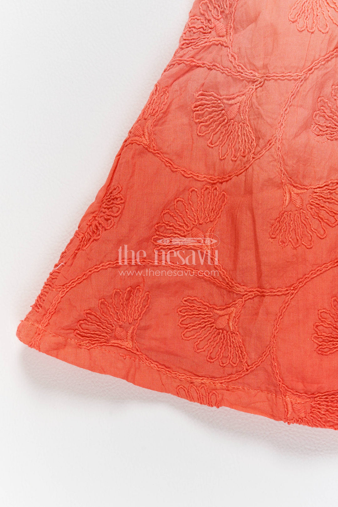 Cotton Dress for Girls in Orange for Traditional Events