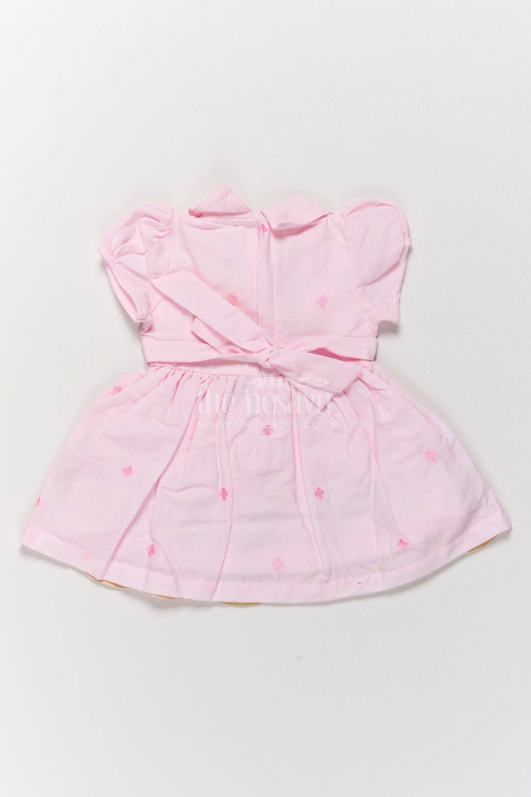 Girls Cotton Frock in Pink with Smart Tailoring