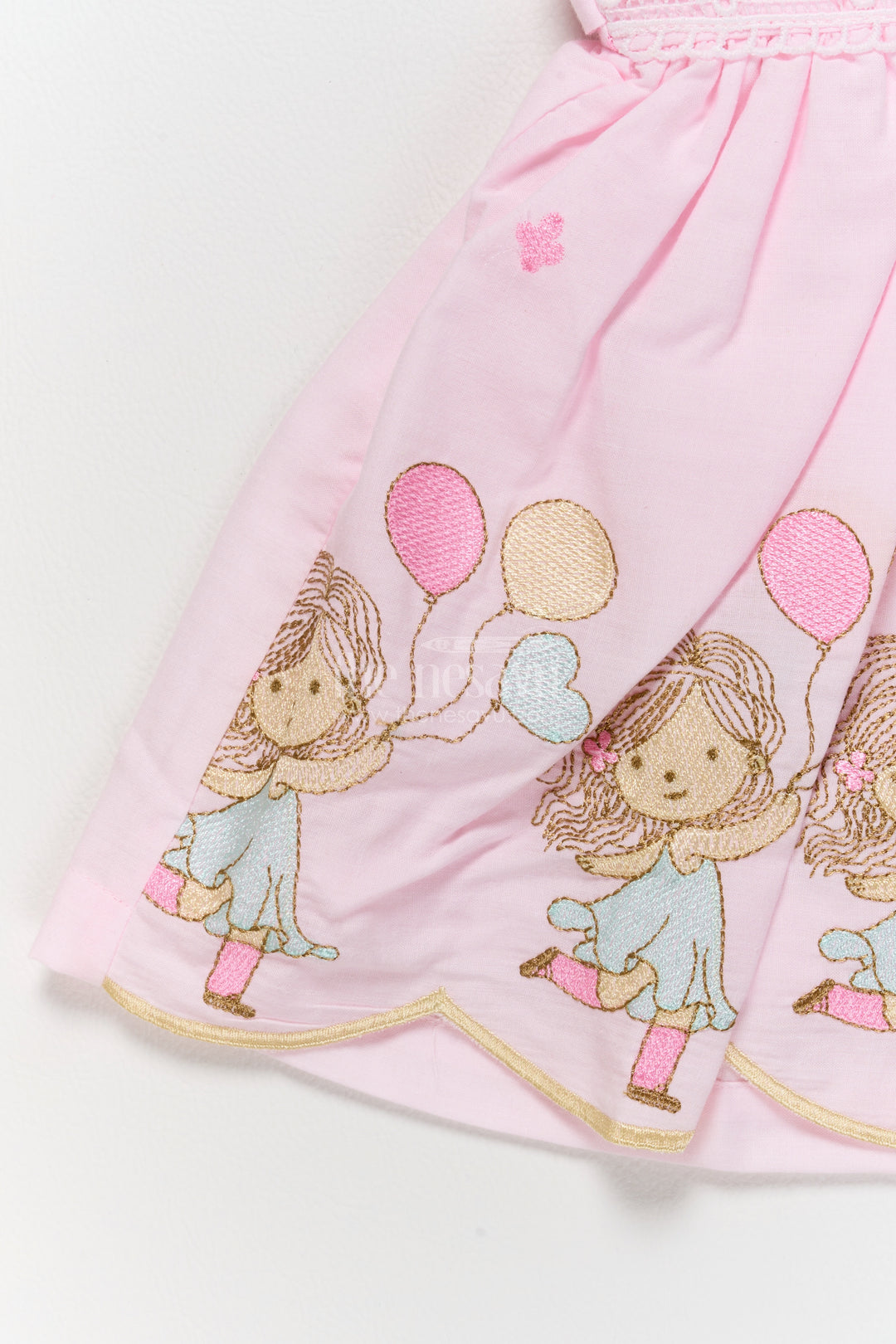 Girls Cotton Frock in Pink with Smart Tailoring