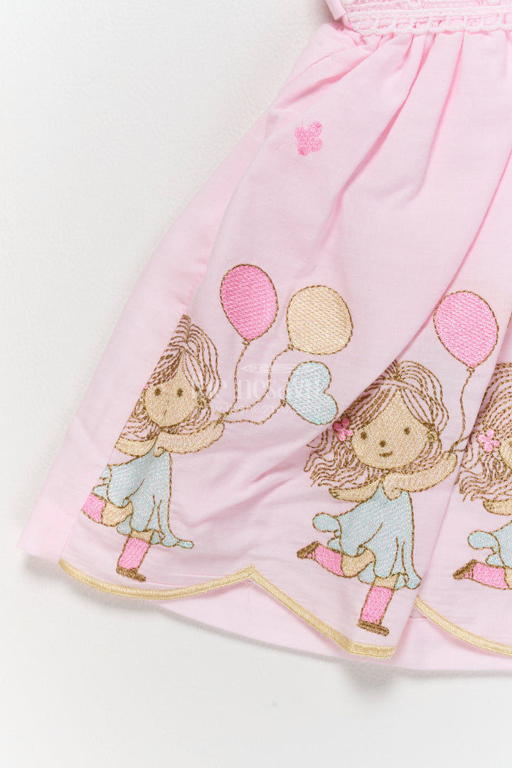 Girls Cotton Frock in Pink with Smart Tailoring