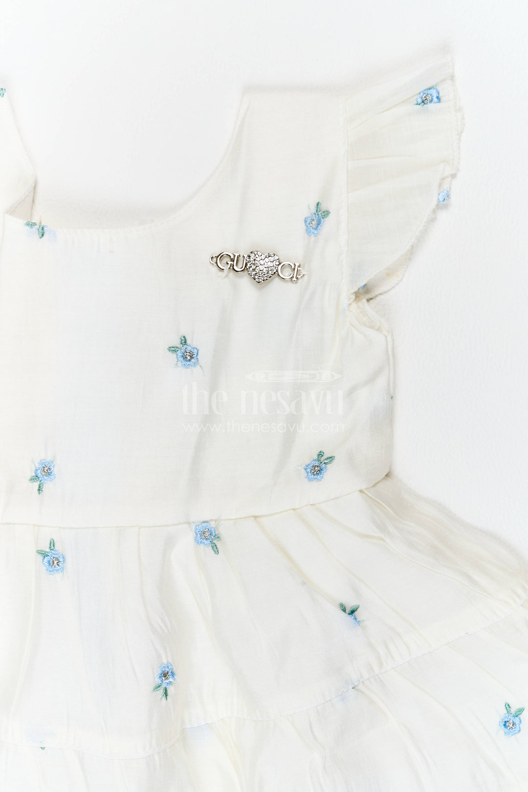 Chanderi Dress for Girls with Thread Embroidery for Festive Occasions